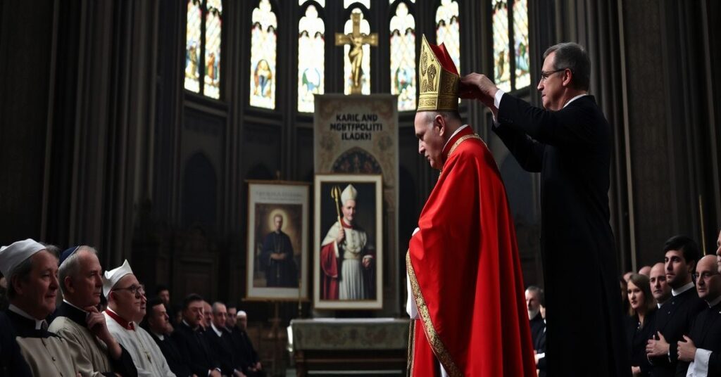 Wewnętrzne wnętrze archikatedry w Łodzi podczas ingresu kardynała Konrada Krajewskiego w 2026 roku.