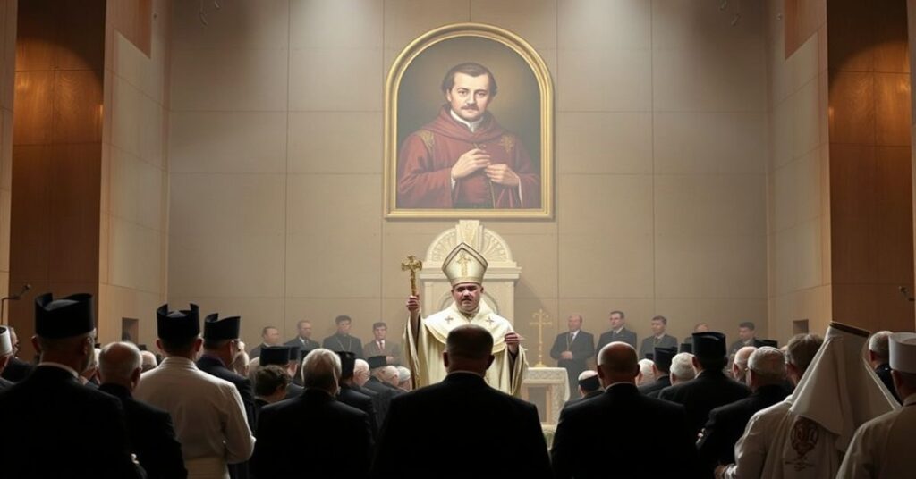 Scena instalacji arcybiskupa Amela Shamona Nony na nowego „patriarchę” sekty chaldejskiej w modernistycznym kościele