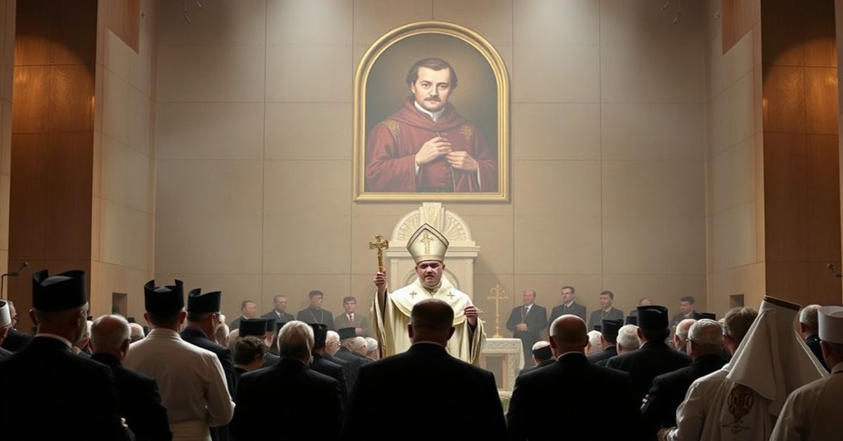 Scena instalacji arcybiskupa Amela Shamona Nony na nowego „patriarchę” sekty chaldejskiej w modernistycznym kościele