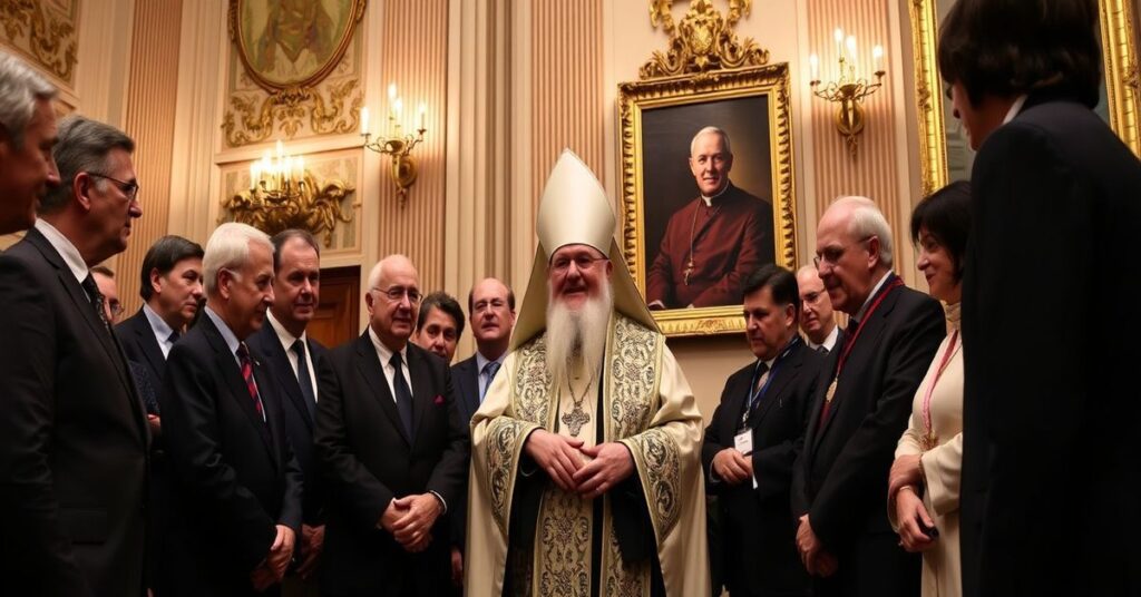 Ceremonia instalacji patriarchy ekumenicznego Bartłomieja jako członka Akademii Nauk Moralnych i Politycznych w Paryżu.