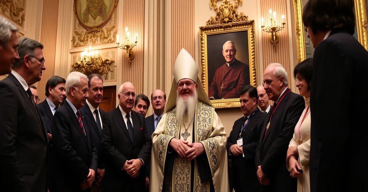 Ceremonia instalacji patriarchy ekumenicznego Bartłomieja jako członka Akademii Nauk Moralnych i Politycznych w Paryżu.