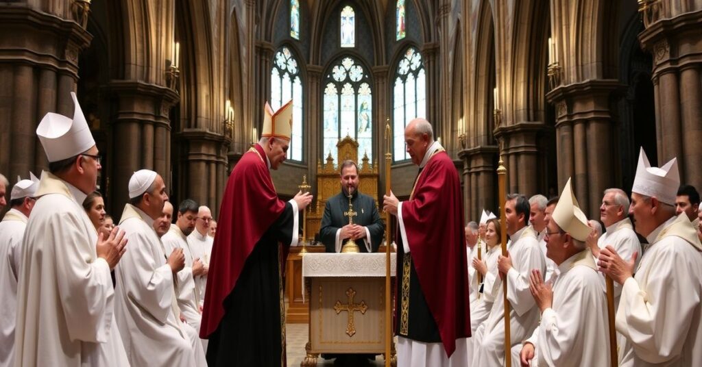 Instalacja modernistycznego hierarchy w okupowanej katedrze św. Patryka