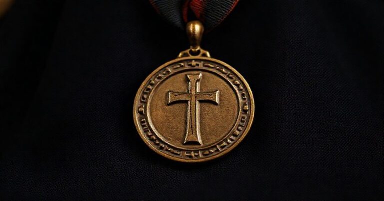 Medal Wolności z krzyżem chrześcijańskim na rewersie symbolizujący instrumentalizację wiary dla celów politycznych