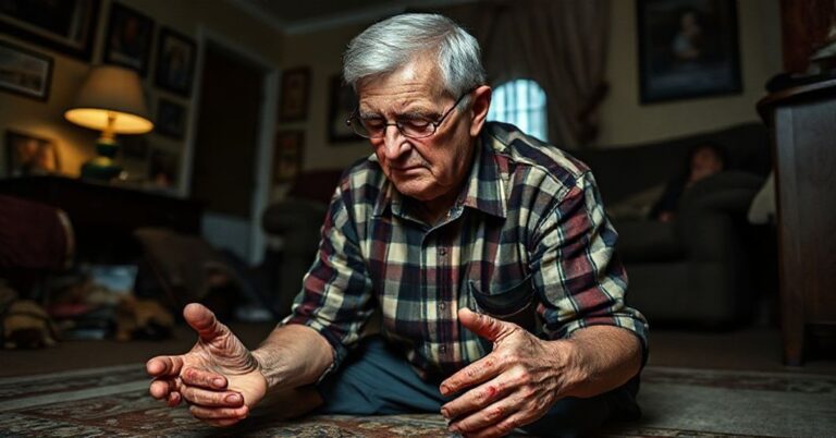 Portret Irvinga C. Houle'a z rany stygmatycznymi w tradycyjnym katolickim domowym otoczeniu.