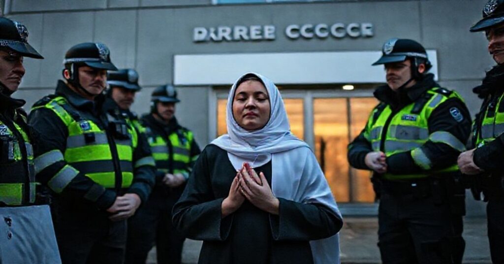 Młoda katolicka wolontariuszka Isabel Vaughan-Spruce modli się w milczeniu przed kliniką aborcyjną w Birmingham.