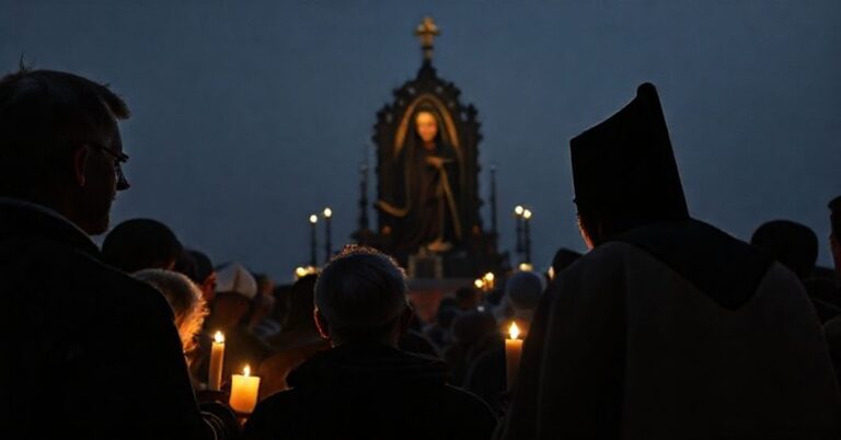 Grupa osób uczestniczących w kontrowersyjnej sesji misyjnej na Jasnej Górze w 2025 roku