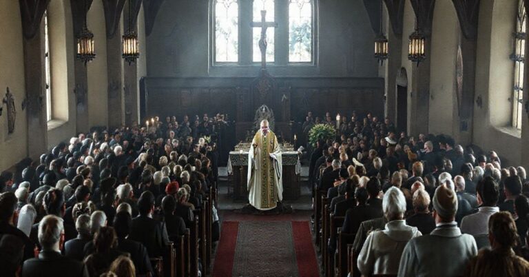 Ciemny wizerunek mszy na Jasnej Górze z fałszywym biskupem, skupiający się na ekologii zamiast na królestwie Chrystusa.