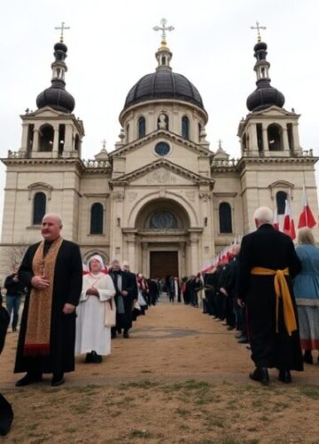 Pielgrzymki na Jasnej Górze: tradycja czy duchowa pustka? - Fotoreportaż Jasna Góra w sezonie pielgrzymkowym - modlący się pielgrzymi pod sanktuarium Matki Bożej