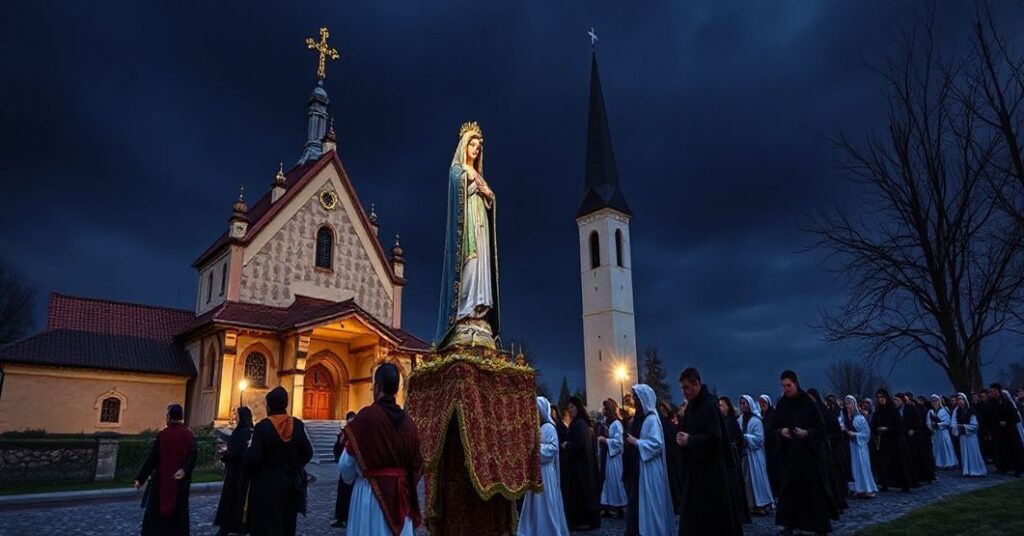 Jasna Góra - tradycyjne katoliczki modląc się przed obrazem Matki Boskiej