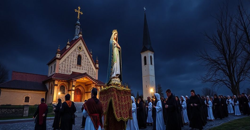 Jasna Góra - tradycyjne katoliczki modląc się przed obrazem Matki Boskiej