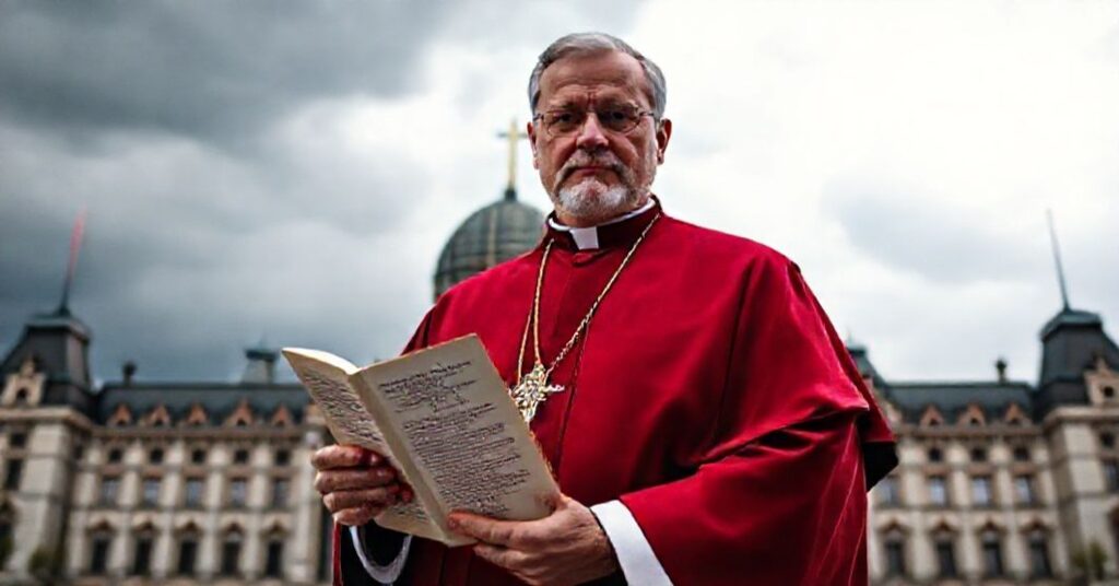 Portret Johna Carpaya z Centrum Sprawiedliwości na rzecz Wolności Konstytucyjnych w tradycyjnym katolicznym otoczeniu przed budynkiem parlamentu kanadyjskiego