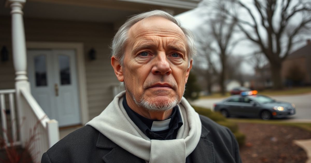 Portret Johna Prevosta, brata fałszywego 'papieża' Leona XIV, przed domem w New Lenox, Illinois