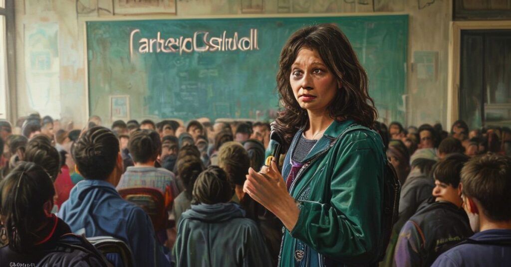 Tessa Marshall, kandydatka Partii Zielonych na Walijski Parlament (Senedd), uczyń szkolnej publiczności w Cardiff o swej aborcji w wieku 15 lat jako związku z "prawami człowieka"