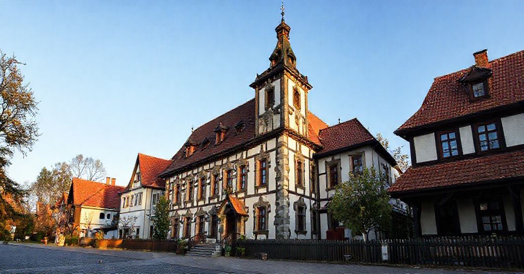 Kapelan modli się przed obrazem Matki Boskiej Ostrobramskiej w opuszczonym kościele, z widokiem na ruinę Soplicowa w tle.