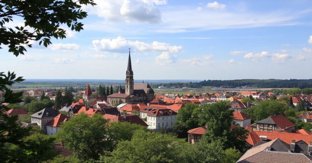 Kapelan w ornacie przed zniszczonymi budynkami w Chartumie podczas wojny w Sudanie.