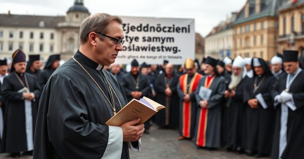 Kapłan katolicki podczas kontrowersyjnego spotkania dialogowego we Włochach
