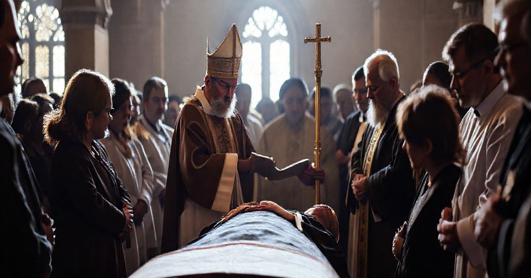 Prawdziwy kapłan katolicki otrzymuje sakramenty w godziny śmierci w tradycyjnym otoczeniu.