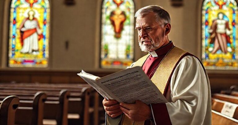 Tradycyjny kapłan w kaplicy modli się o powrót Królestwa Chrystusowego w USA