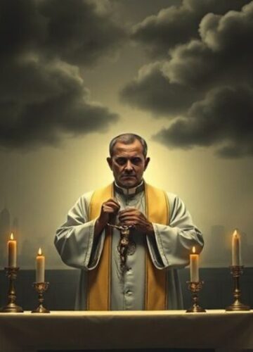 Kapłan w modlitwie podczas apostazji współczesnych struktur Prawdziwy kapłan katolicki w modlitwie w czasie wielkiej apostazji współczesnych struktur