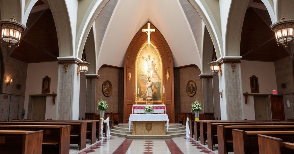 Wnętrze kościoła z kard. Krajewskim i bp Dajczakiem podczas kontrowersyjnej liturgii nowego rytuału