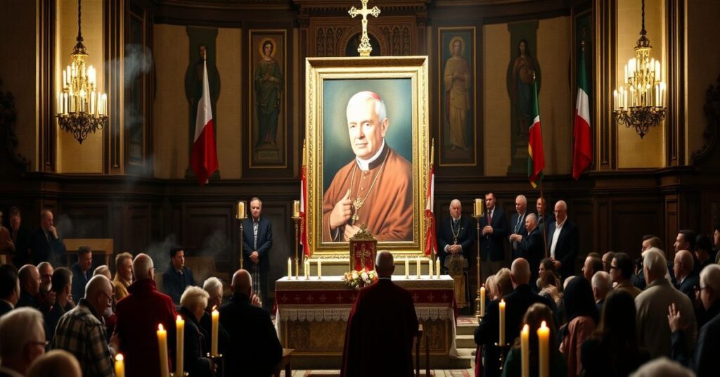 Symboliczny obraz kultu heretyka: kardynał Stanisław Dziwisz odsłania wizerunek Jana Pawła II podczas ceremonii w Węgrzech