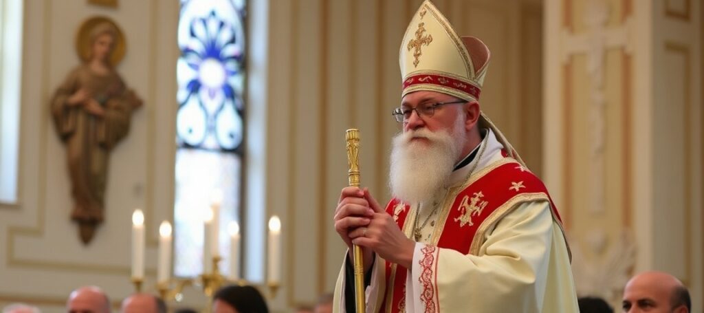 Kardynał Víctor Manuel Fernández stoi przed katedrą, wydając oświadczenie o święceniach biskupich Bractwa Świętego Piusa X.