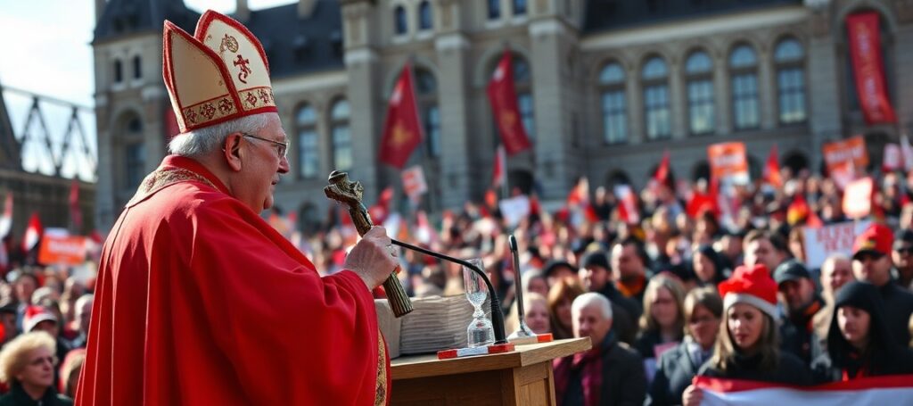 Kardynał Frank Leo wygłasza przemówienie na Marszu Życia w Ottawie