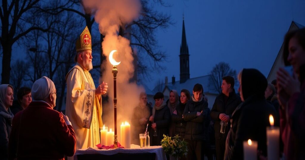 Kardynał Grzegorz Ryś udziela bierzmowania w więzieniu w Trzebini – surowa scena z bliskim planem sakramentu