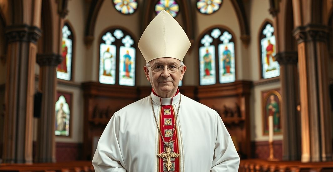 Kardynał w tradycyjnym kościele katolickim, symbol obrony wiary Kardynał w tradycyjnym stroju katolickim w kościele, symbolizujący odrzucenie ekumenizmu i herezji protestanckich