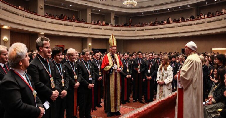 Kardynał Ryś wręcza nagrody im. antypapieża Franciszka w Łodzi, ceremonia w kompleksie Monopolis.
