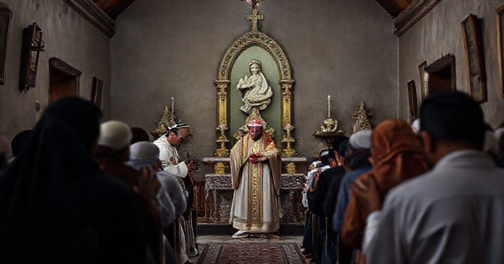 Kardynał Luis Antonio Tagle i filipińscy migrantowie podczas kontrowersyjnej mszy w Dubaju.