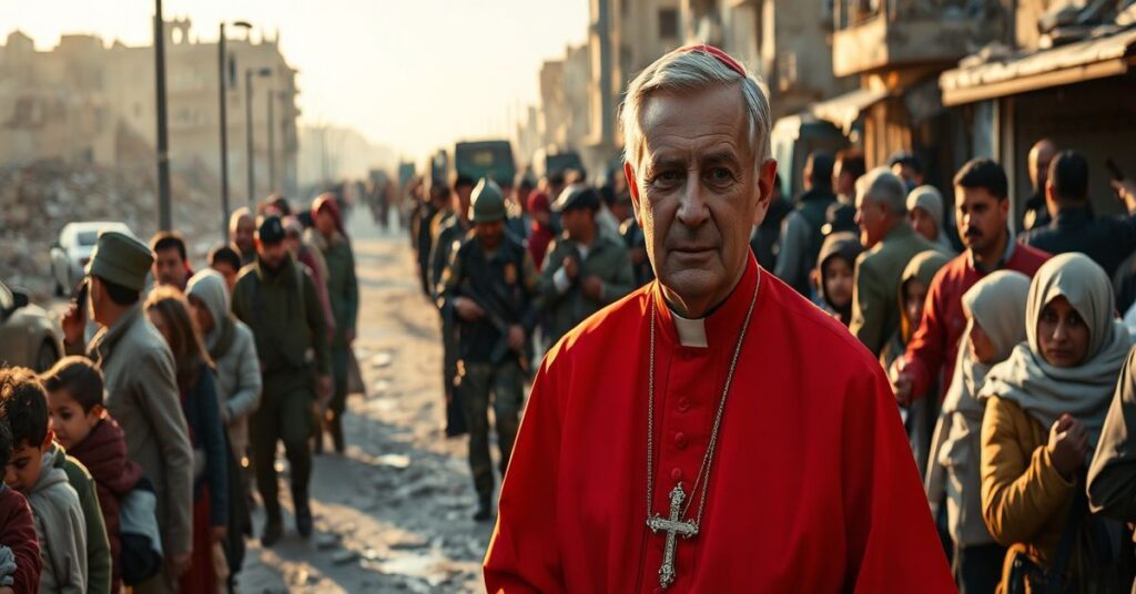 Portret Kardynała Mario Zenariego podczas jego misji dyplomatycznej w Syrii po trzęsieniu ziemi.