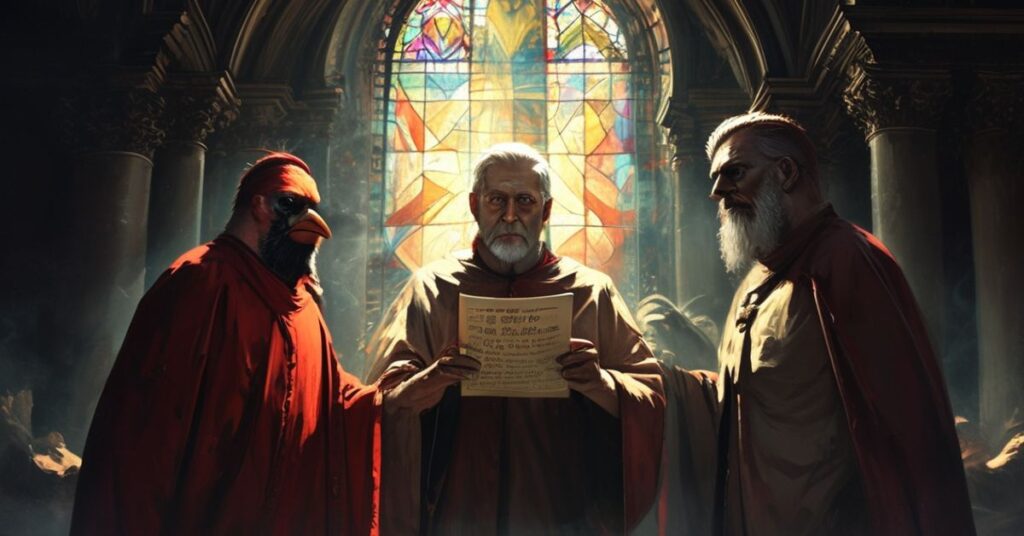 Trzej kardynałowie Cupich, McElroy i Tobin w katedrze z dokumentem krytykującym politykę zagraniczną Trumpa