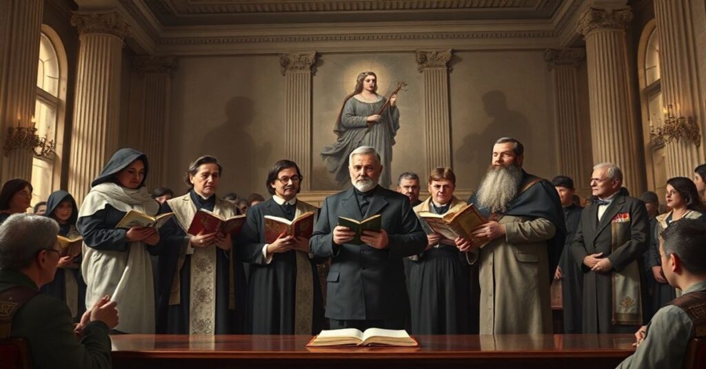 Poważna scena przedstawiająca członków Stowarzyszenia Katechetów Świeckich przekazujących petycję marszałkowi Sejmu Włodzimierzowi Czarzastemu.