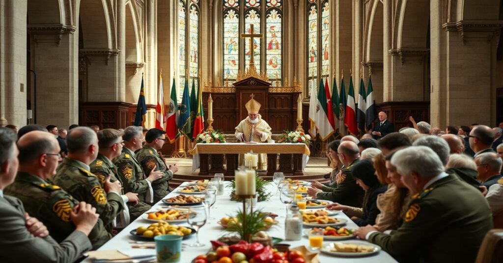 Katedra polowa w Warszawie podczas modernistycznej parodii wielkanocnej mszy z udziałem rzekomego biskupa Wiesława Lechowicza