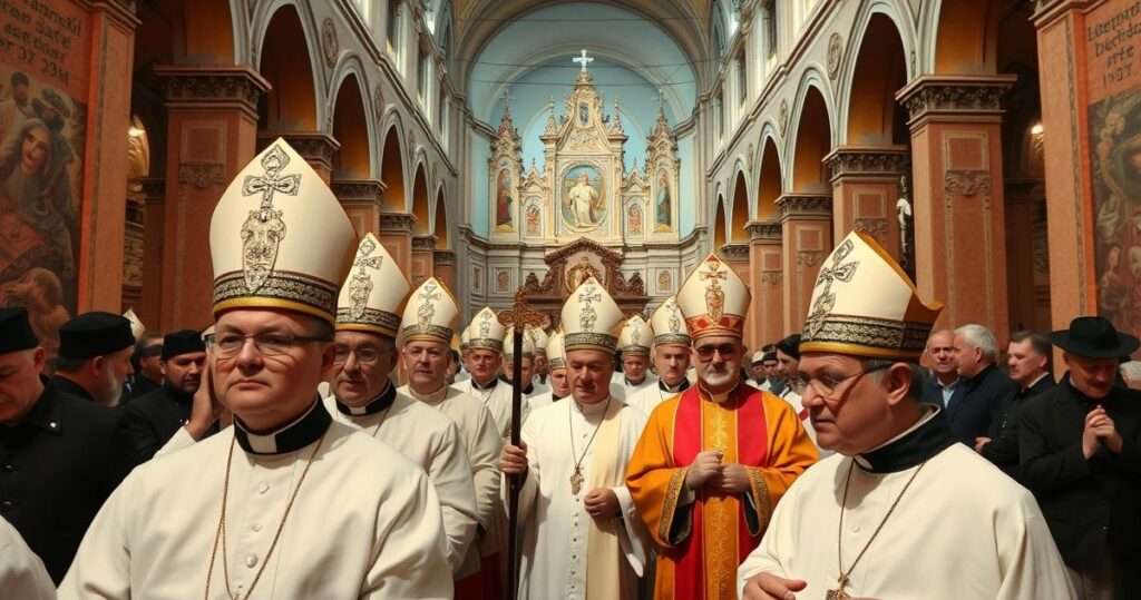 Fotografia realistyczna ukazująca tradycyjny katolicki procesja w Krakowie, wyrażająca pobożność i autentyczną liturgię w obronie prawdziwej wiary