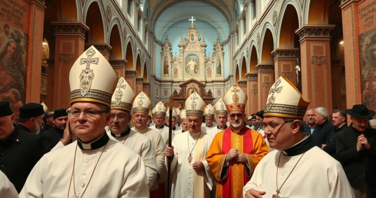 Fotografia realistyczna ukazująca tradycyjny katolicki procesja w Krakowie, wyrażająca pobożność i autentyczną liturgię w obronie prawdziwej wiary