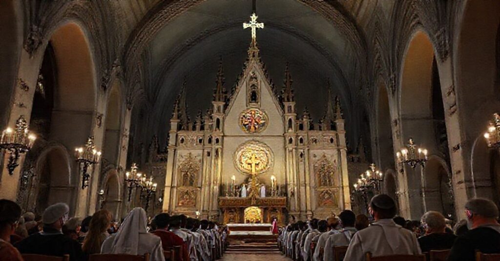 Stara katedra katolicka symbolizuje upadek tradycji w Europie 2025