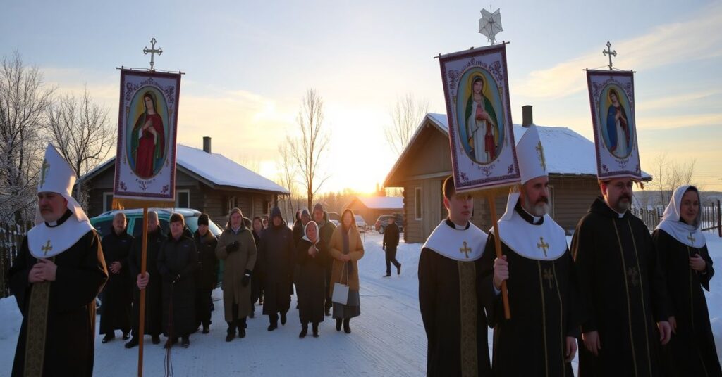 Tradycyjna katolicka procesja w Ukrainie z pomocą dla potrzebujących