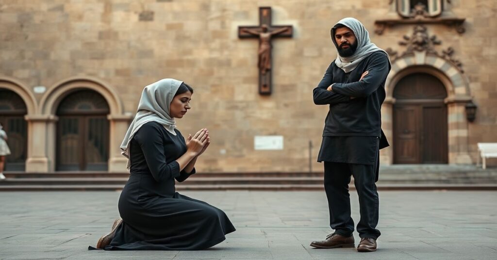 Młoda katoliczka modli się w Barcelonie podczas ataków islamskich