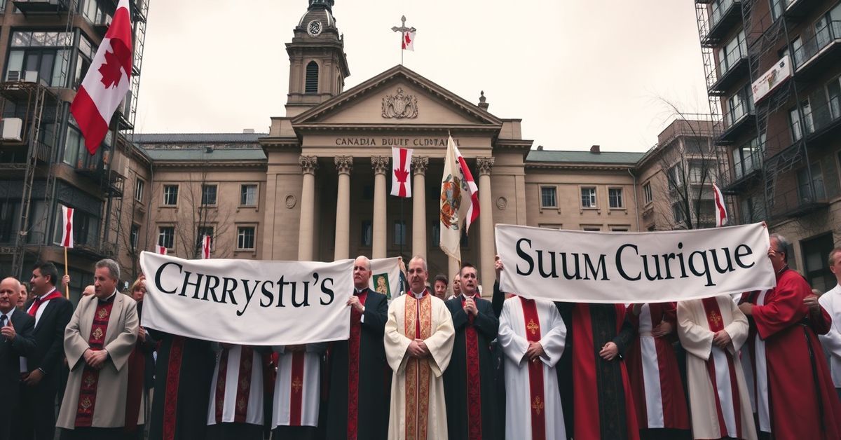 Tradycyjne zebranie katolików w Vancouver przeciw naturalistycznym porozumieniom rządu z plemieniem Musqueam