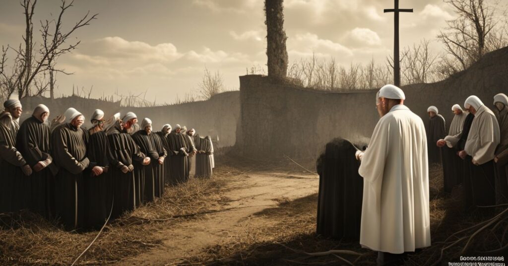 Grupa katolickich wiernych modli się w Auschwitz-Birkenau w tradycyjnym katolickim duchu