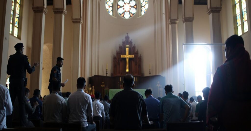 Modlące się katoliki w katedrze w Dhace po zamachach bombowych