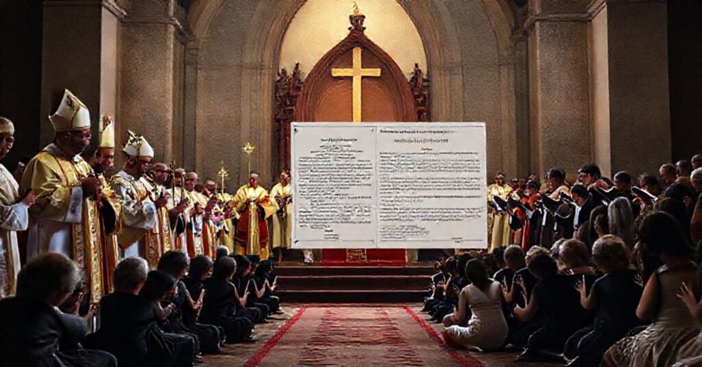 Sobór katolicki w Albercie z dokumentem Alberta Sovereignty within a United Canada Act