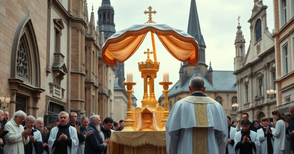 Prawdziwy katolicki kult Chrystusa Króla z Najświętszym Sakramentem w procesji tradycyjnej