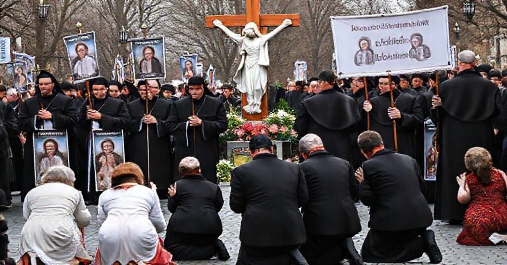 Prawdziwa katolicka procesja pokutna modląca się za prześladowanych chrześcijan w Nigerii