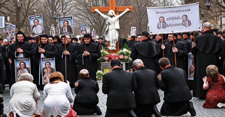 Prawdziwa katolicka procesja pokutna modląca się za prześladowanych chrześcijan w Nigerii