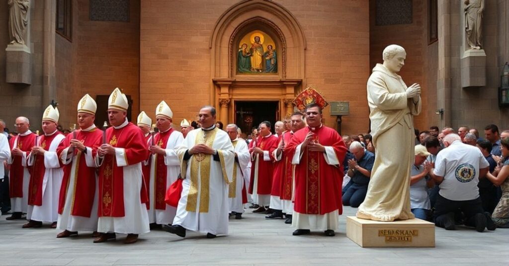 Procesja katolicka z tradycyjnymi ikonami przeciw nowoczesnym ideom rewolucyjnym