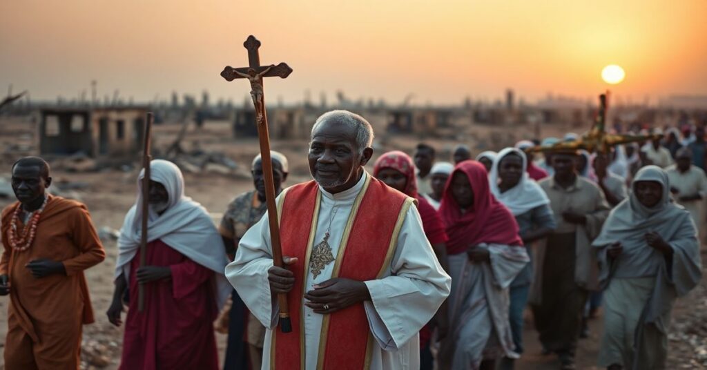 Procesja katolicka w niszczonym dżihadem wiosce w Sahelu