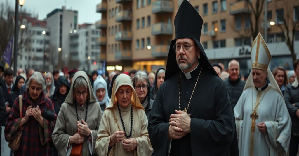 Tradycyjna katolicka procesja w Gdyni przed szpitalem z rabunkami aborcji